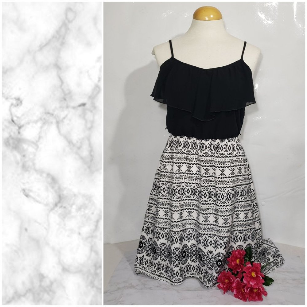 By & By Black And White Hi-Low Dress Medium